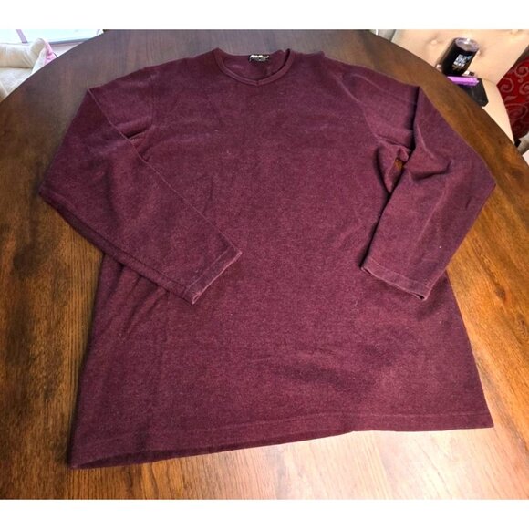 Eddie Bauer Mens Sweater L Tall Plum Purple Pullover Crewneck Long Sleeve Cotton - Picture 2 of 15